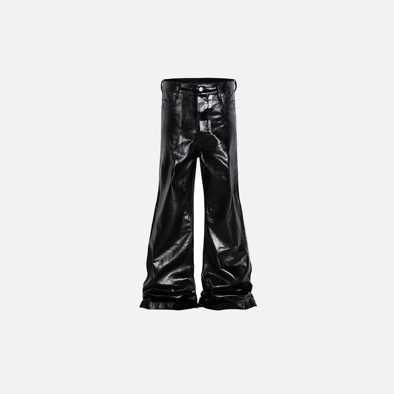 Luxe Black Flared Leather Trousers