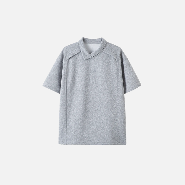 Heat-Wave Enduring Irregular Collar-Knit Collar T-Shirt