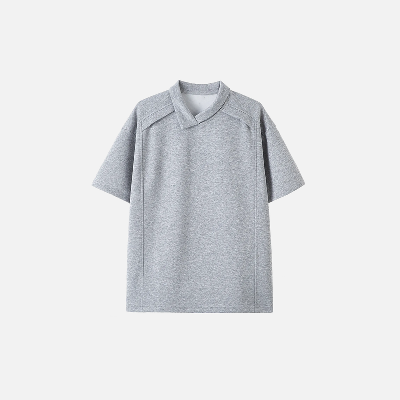 Heat-Wave Enduring Irregular Collar-Knit Collar T-Shirt