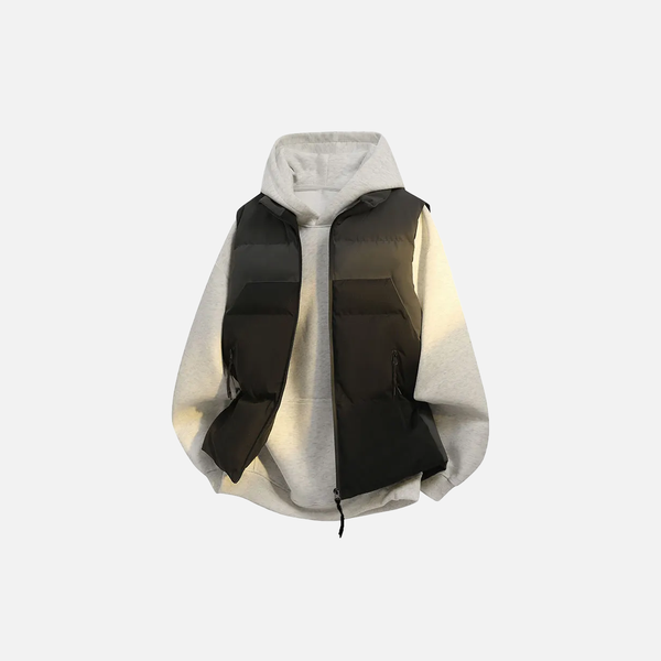 Trendy Spliced Color Sweatshirt With Vest