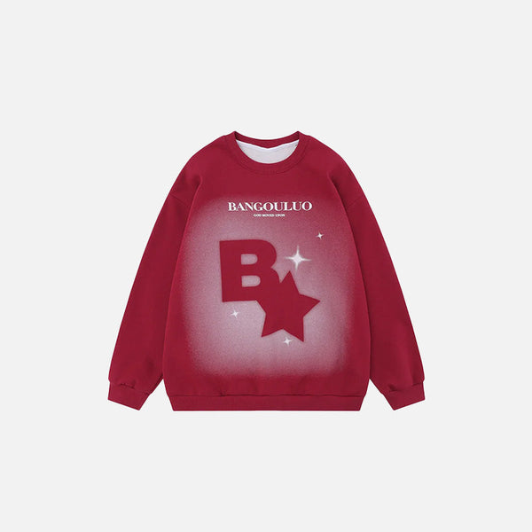 Y2K Yıldız Baskılı Sweatshirt, önden görünüm — Navra Wear