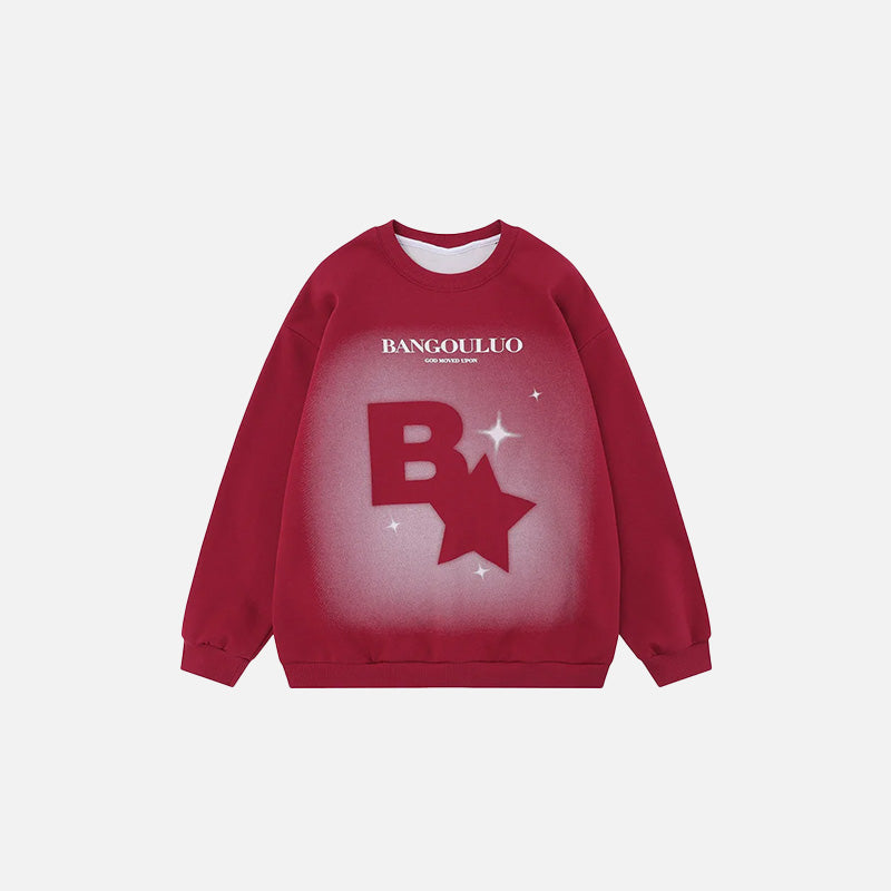 Y2K Yıldız Baskılı Sweatshirt, önden görünüm — Navra Wear