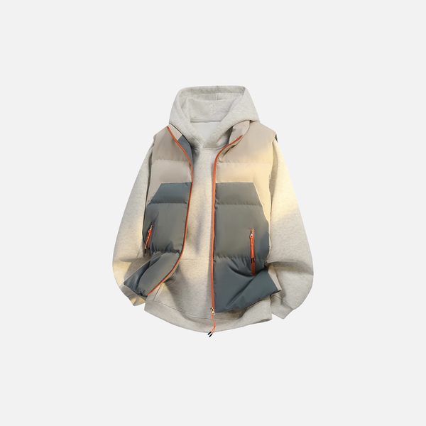 Trendy Spliced Color Sweatshirt With Vest alternatif görünüm