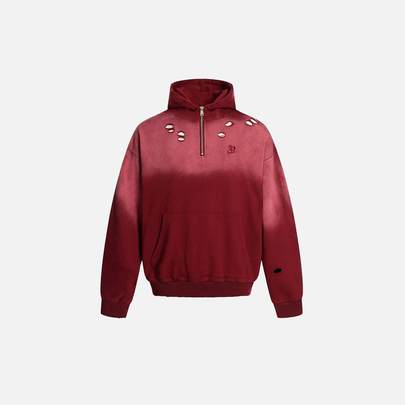 Breathable Edgy Faded Gradient Zip-Up Sweatshirt