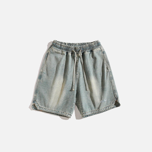 Vintage Yıkanmış Güneş Baskılı Şort, önden görünüm — Navra Wear