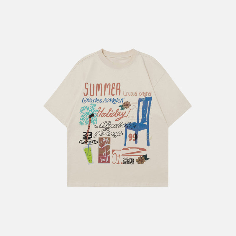 Abstract Stamped Short Sleeve T-Shirt