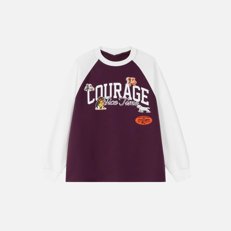 Ventilated Revival Four-Paw Print Raglan Long Sleeve T-Shirt