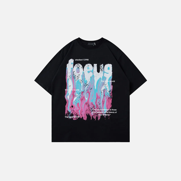 Versatile Block-Style Designed Drop-Shoulder Cotton T-Shirt