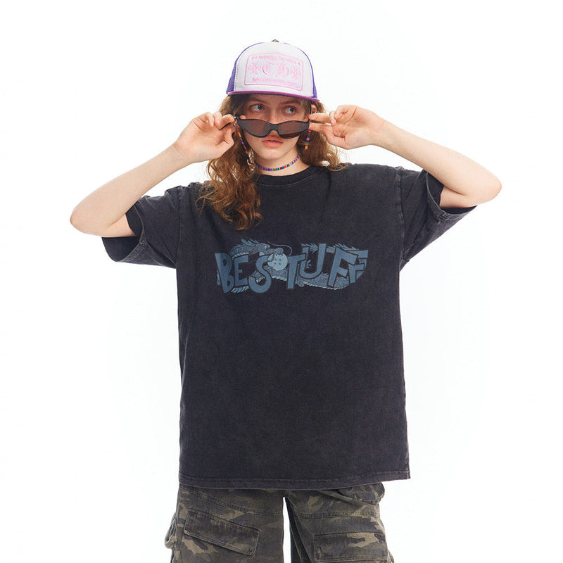 Time-Worn Wyrm Print Short-Sleeve T-Shirt