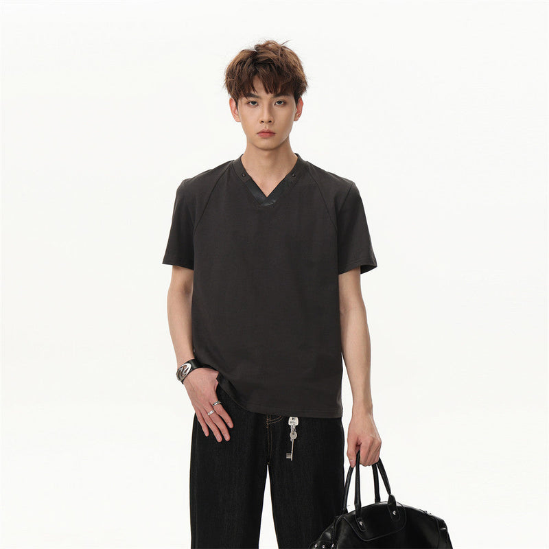 Clean-Tone Color V-Neck Mens T-Shirt