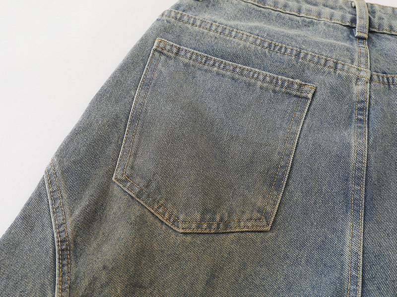 Faded Light Blue Bell-Leg Denim