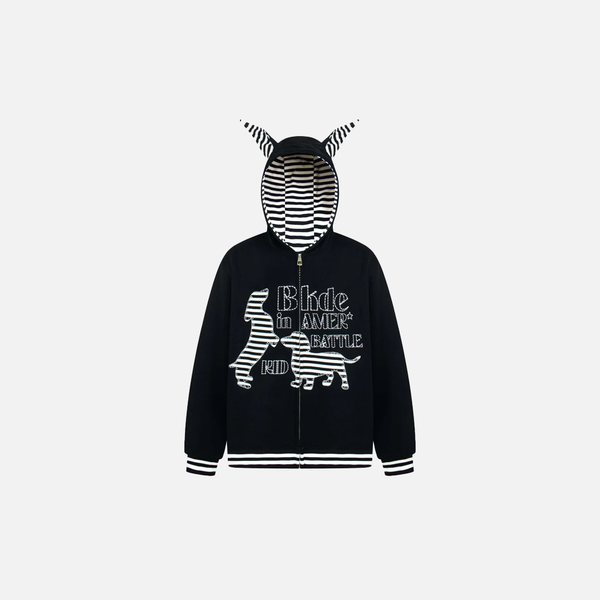 Fall Pup Stitch Hood Sweatshirt