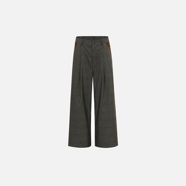 Color Block Pleat Straight Leg