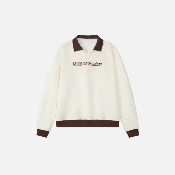 Drop Collar Stitch Script Sweatshirt
