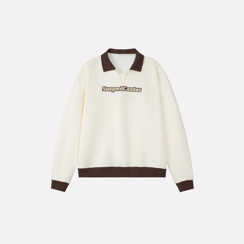 Drop Collar Stitch Script Sweatshirt