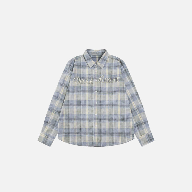 Vintage Ekose Düğmeli Gömlek, önden görünüm — Navra Wear