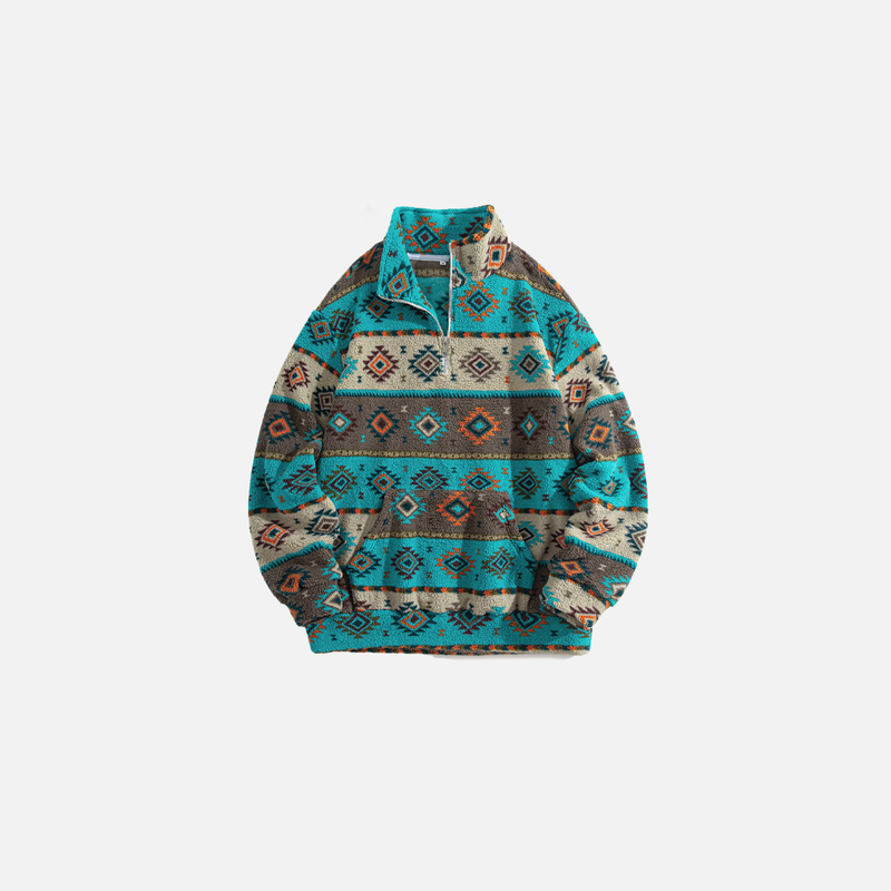 Warm Print Half-Zip Cozy Top