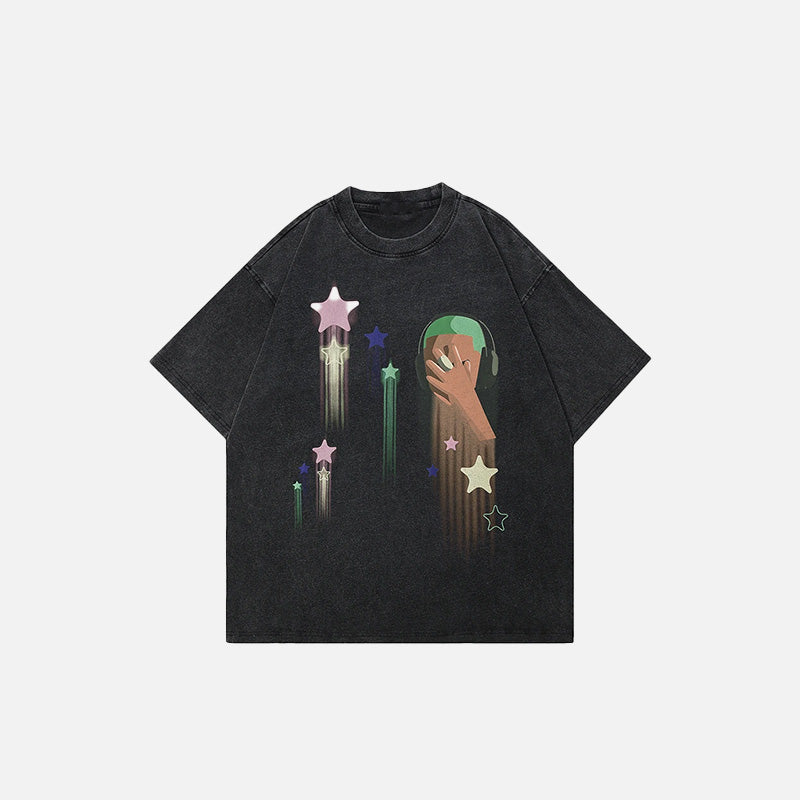 Y2K Yıldız Baskılı Tişört, önden görünüm — Navra Wear
