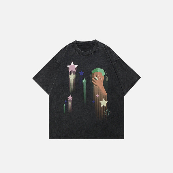 Y2K Yıldız Baskılı Tişört, önden görünüm — Navra Wear