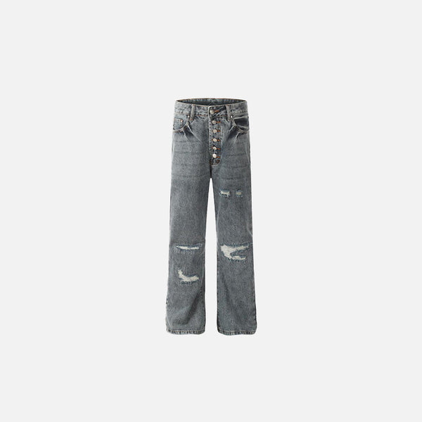 Yıkanmış Yırtık Detaylı Jean Pantolon, önden görünüm — Navra Wear
