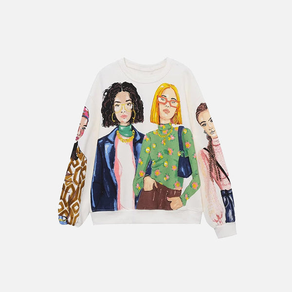 Printed Fleece Casual Sweatshirt