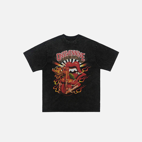 Alev Baskılı Tişört, önden görünüm — Navra Wear