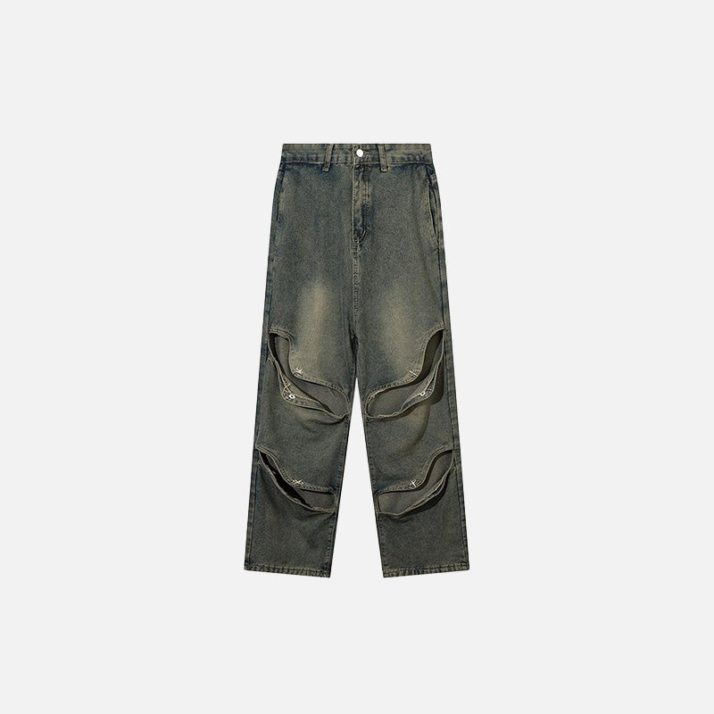 Front view of the Y2K High Street Denim Baggy Pants in a gray background