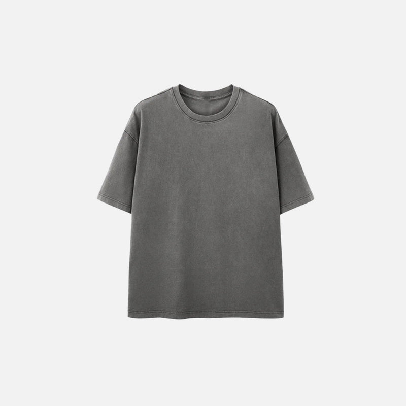 Crew Neck Block-Color Color Drop-Shoulder T-Shirt
