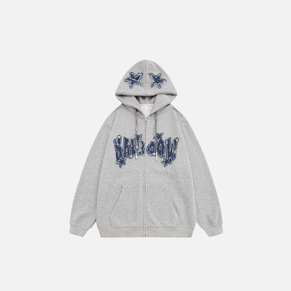 Classic Embroidery Denim Star Sweatshirt