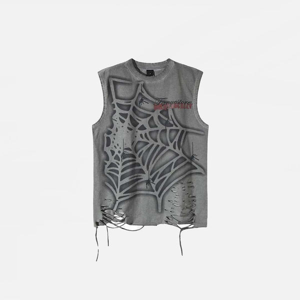 Front view of the grey Vintage Graphic Printed T-Shirt in a gray background