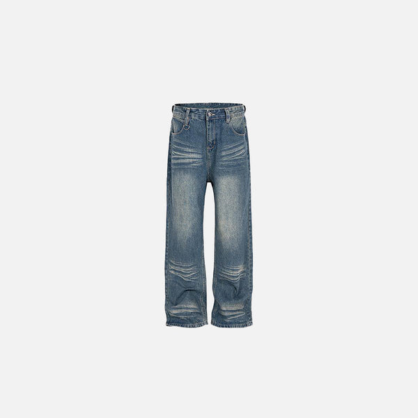 Yıkanmış Baggy Jean Pantolon, önden görünüm — Navra Wear