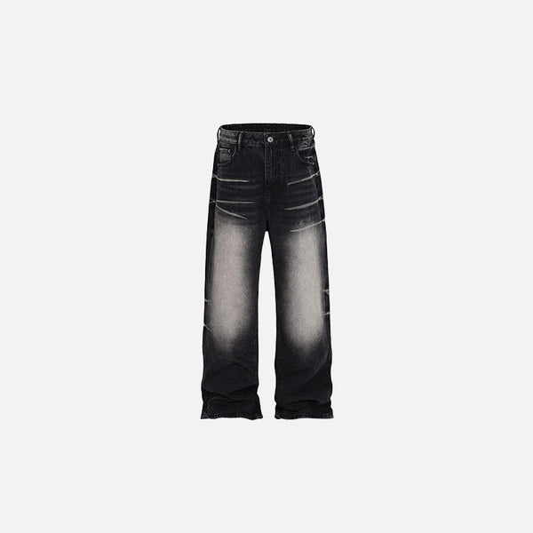 Front view of the Washed Black Loose Jeans in a gray background