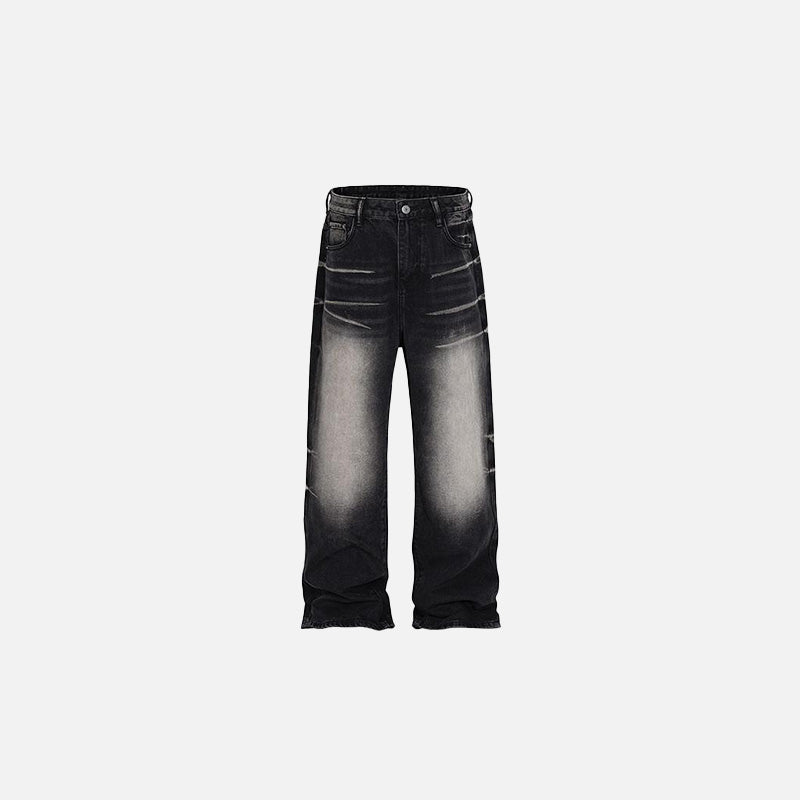 Front view of the Washed Black Loose Jeans in a gray background