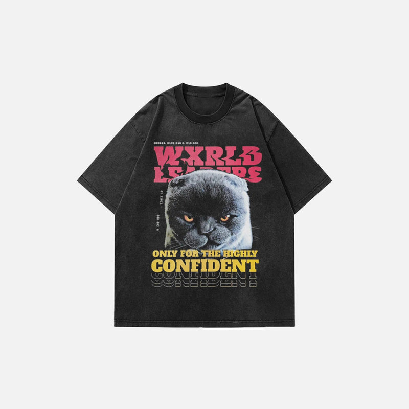 Kedi Baskılı Tişört, önden görünüm — Navra Wear