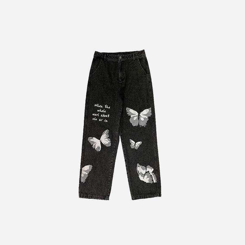 2000s Butterfly Print Relaxed Denim
