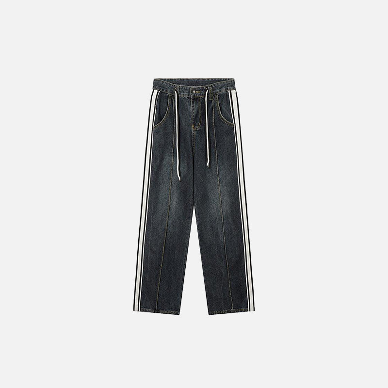 Vintage Çizgili Jean Pantolon, önden görünüm — Navra Wear