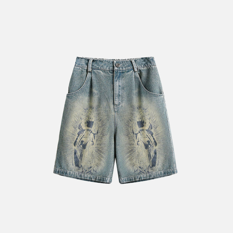 Brushstroke Denim Shorts