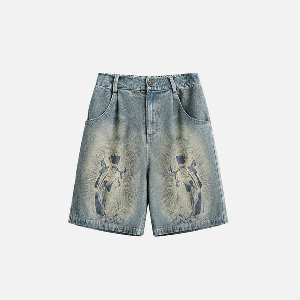 Brushstroke Denim Shorts