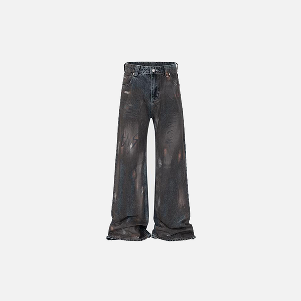 Yıkanmış Baggy Jean Pantolon, önden görünüm — Navra Wear