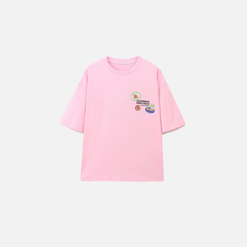 Pink Print Breezy-Cut Heat-Wave T-Shirt