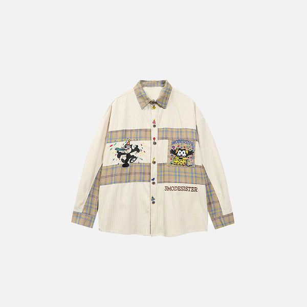 Vintage Ekose Düğmeli Gömlek, önden görünüm — Navra Wear