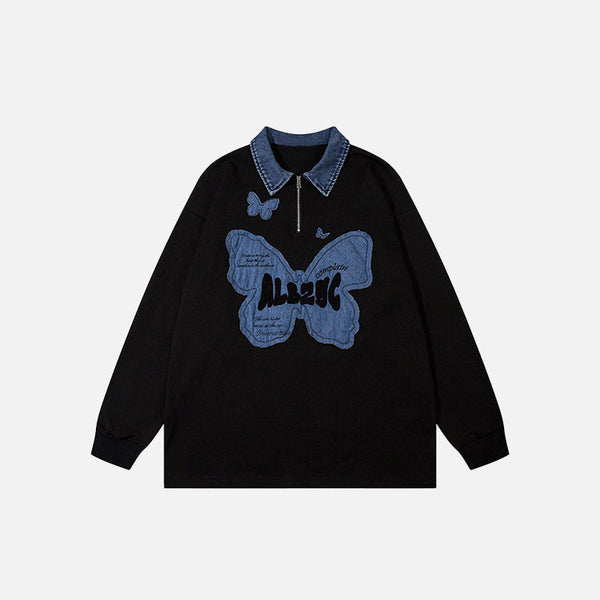 Winged Patch Denim Boxy Top