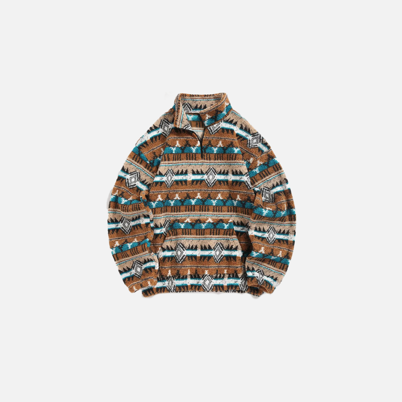 Tribal Print Polar Fleece Top