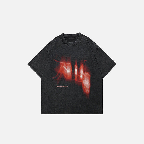 Front view of the black Vintage Lost Shadow Oversized T-Shirt in a gray background