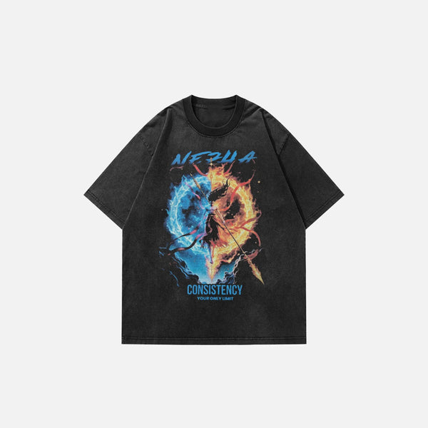 Vintage Anime Baskılı Oversize Tişört, önden görünüm — Navra Wear