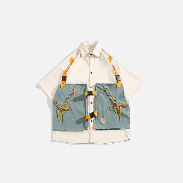 Vintage Oversize Cep Detaylı Gömlek, önden görünüm — Navra Wear
