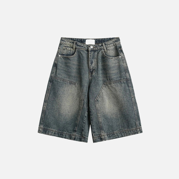 Wide Leg Jean Şort, önden görünüm — Navra Wear