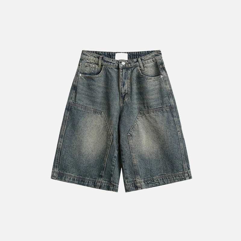 Wide Leg Jean Şort, önden görünüm — Navra Wear