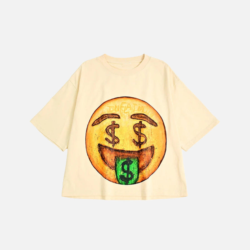 Smiley Baskılı Tişört, önden görünüm — Navra Wear