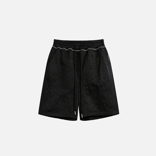 Front view of the black Basic Drawstring Shorts in a gray background